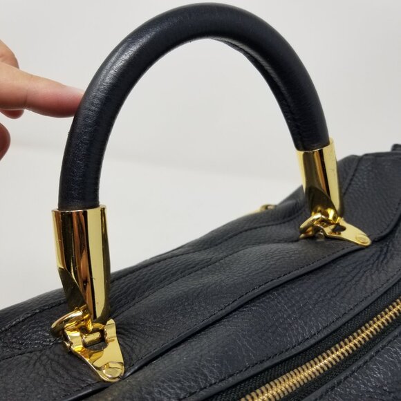 Badgley Mischka Black Leather & Gold Handbag & Crossbody Messenger Bag Handbags - Picture 11 of 16